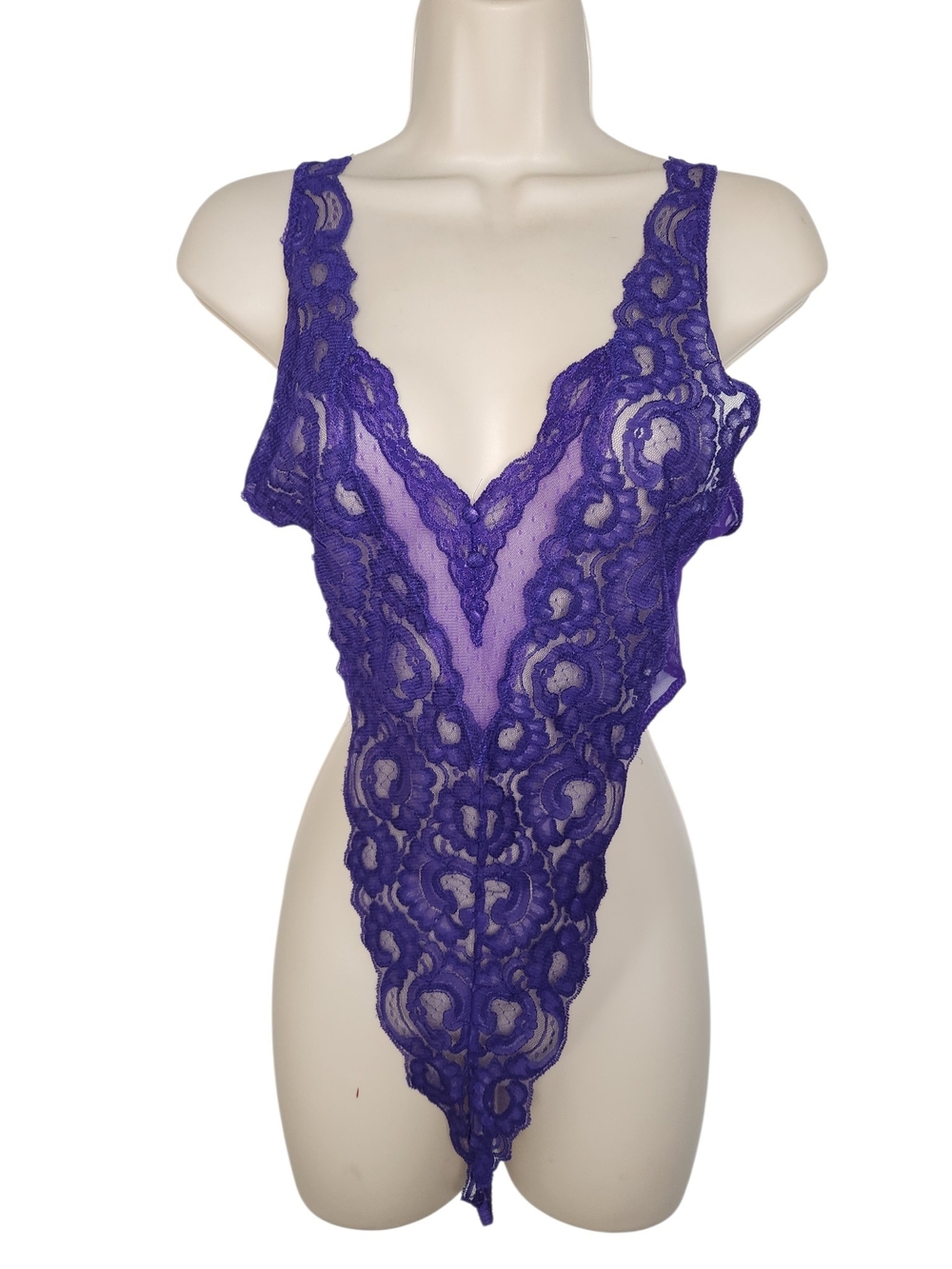 Vintage Victoria’s Secret Purple Lace Teddy Bodysuit Small Made in USA